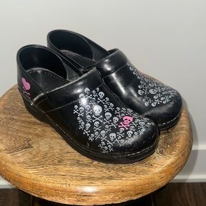 Sanita Black and Pink Skull Mules